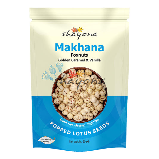 Shayona Makhana Foxnuts Golden Caramel and Vanilla 60g pack