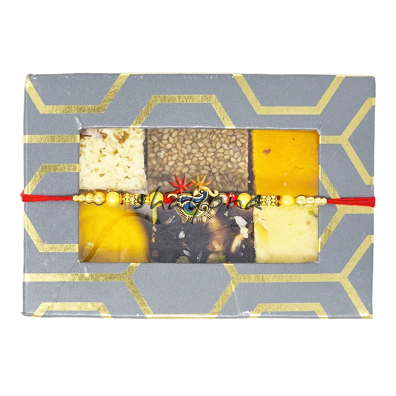 Shayona Raksha Bandhan Farari Mixed Mithai with Rakhi 6 Pieces – Fasting Sweet Gift UK